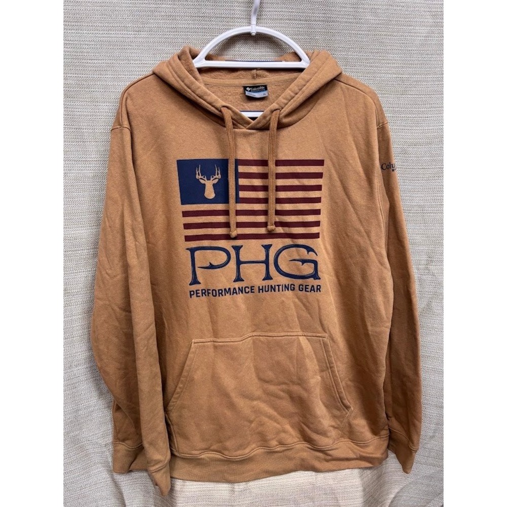 Columbia PHG Performance Hunting Gear Tan Brown Flag Buck Hoodie Mens XL HM6330